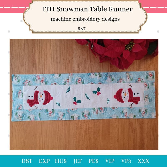 EW471 - ITH Snowman Table Runner