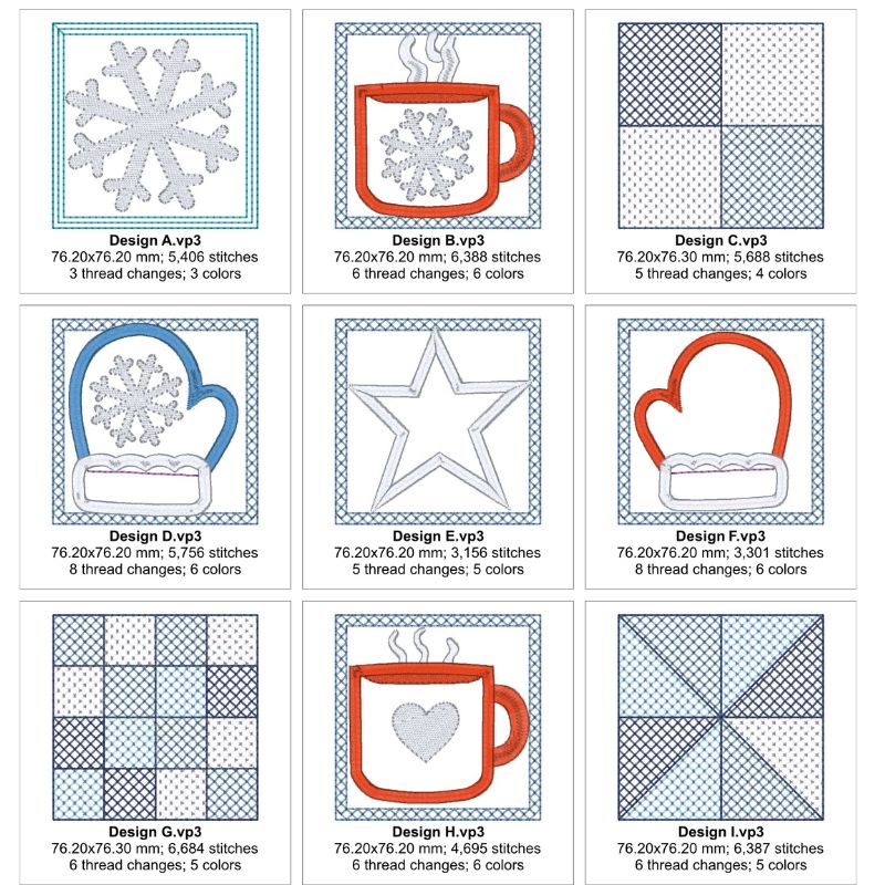 EW475 - Winter Mini Quilt Block