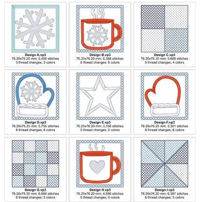 EW475 - Winter Mini Quilt Block