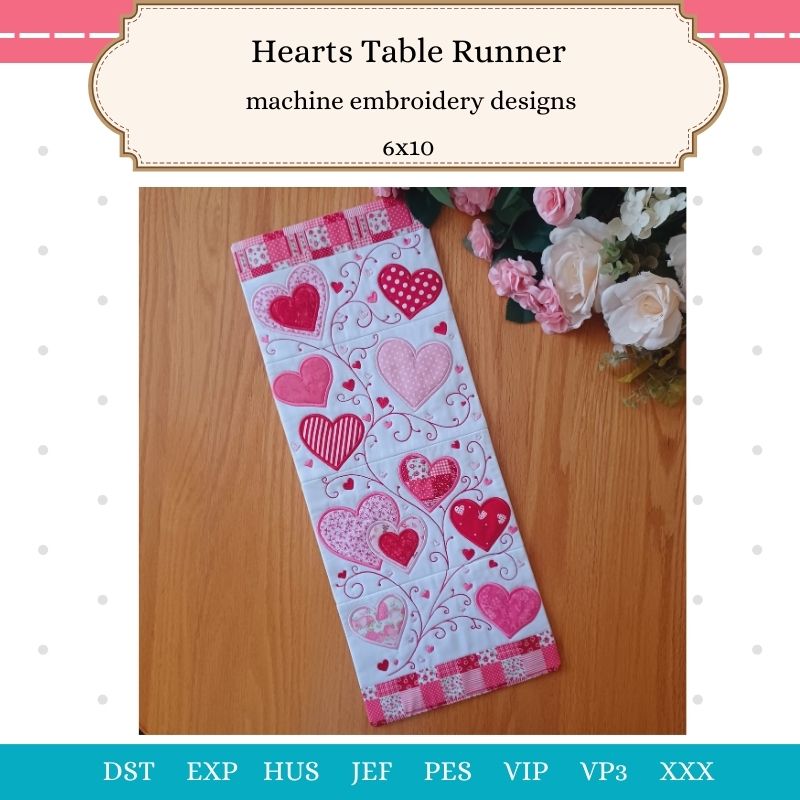 EW480 - Hearts Table Runner