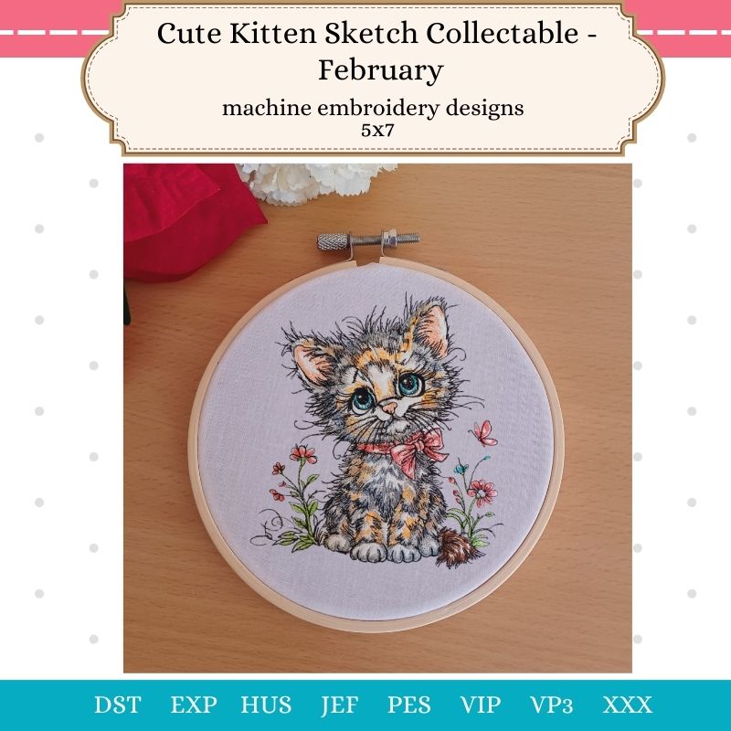 EW486 - Cute Kitten Sketch Collectable - February