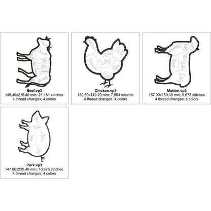 EW508 - Meat Cuts Applique