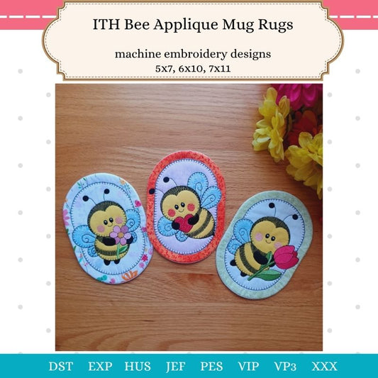 EW514 - ITH Bee Applique Mug Rugs