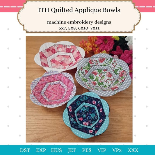 EW516 -  ITH Quilted Applique Bowls