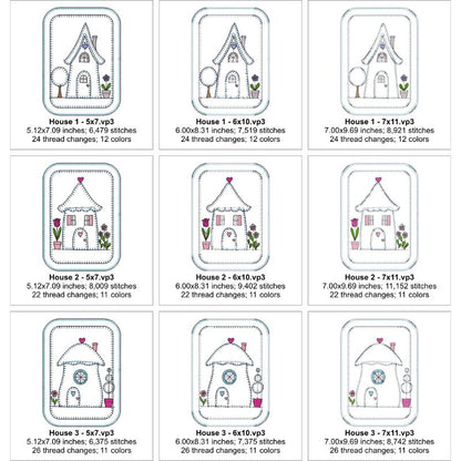 EW521 - ITH Country Cottages Applique Mug Rugs
