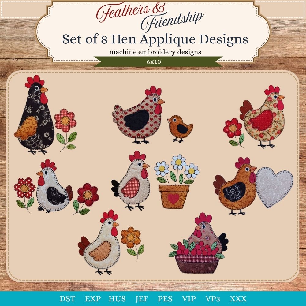 EW527 - Feathers & Friendship Hen Appliques