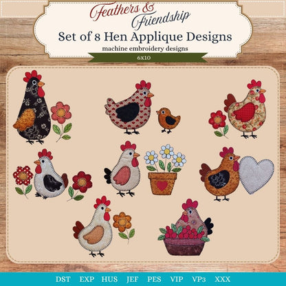 EW527 - Feathers & Friendship Hen Appliques