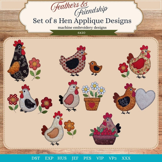 EW527 - Feathers & Friendship Hen Appliques