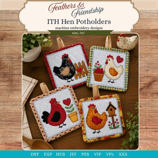 EW531 - ITH Feathers & Friendship Hen Potholders