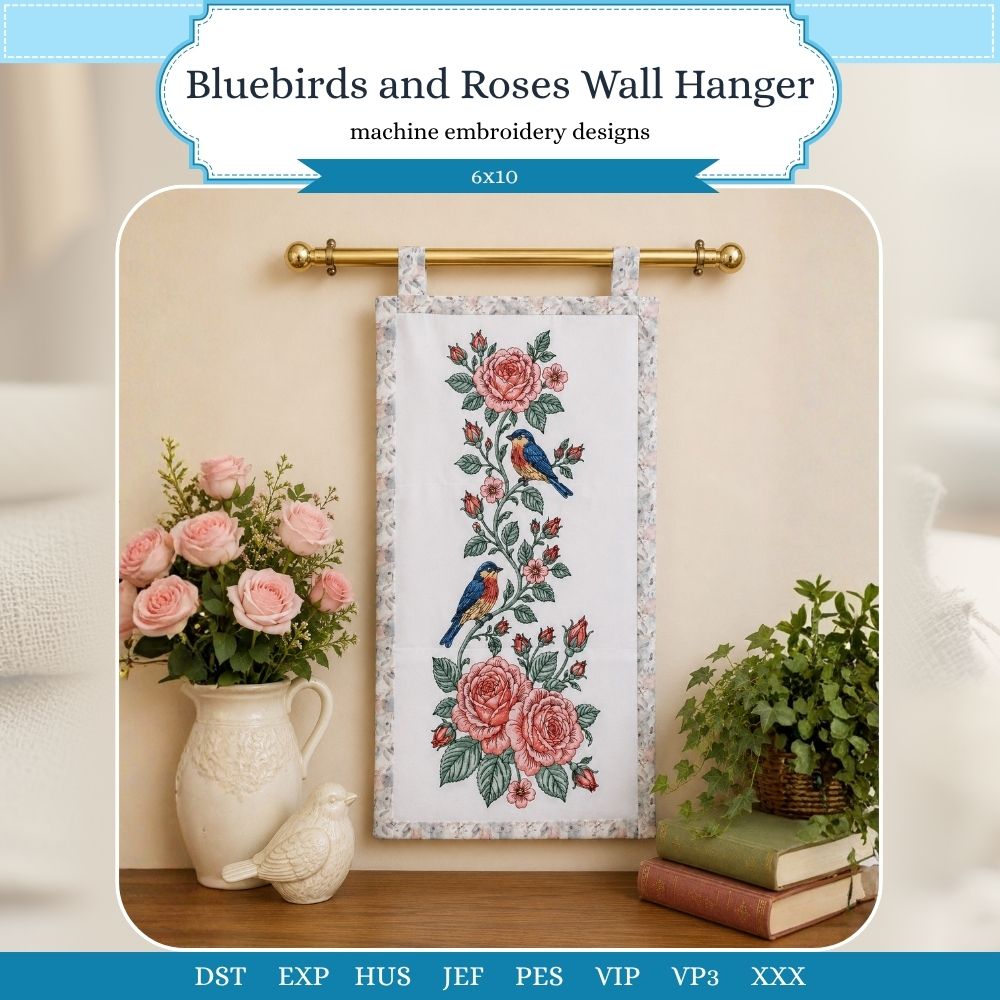 EW533 - Bluebirds & Roses Wall Hanger