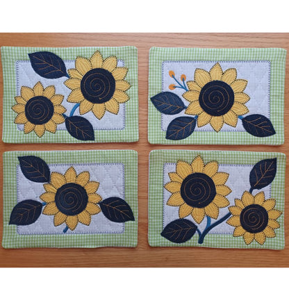 EW544 - ITH Sunflower and Denim Mug Rugs