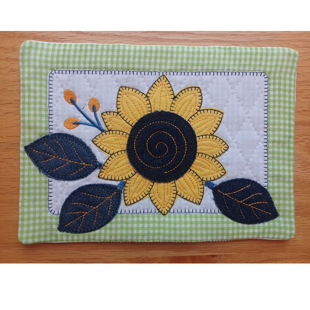 EW544 - ITH Sunflower and Denim Mug Rugs