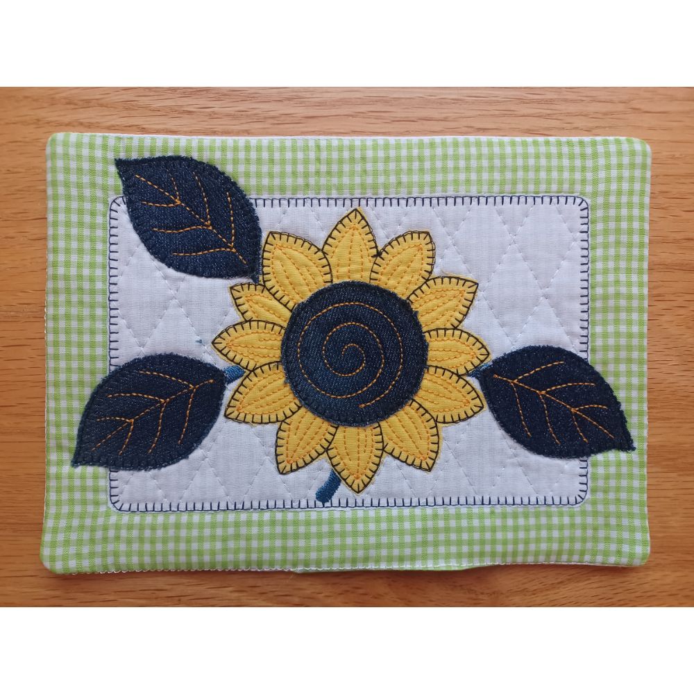 EW544 - ITH Sunflower and Denim Mug Rugs