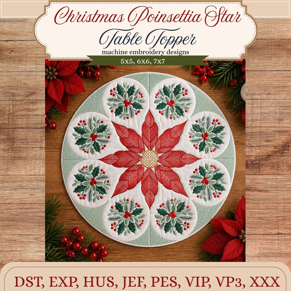 EW548 - Christmas Poinsettia Star Table Topper