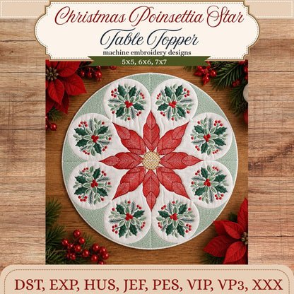 EW548 - Christmas Poinsettia Star Table Topper