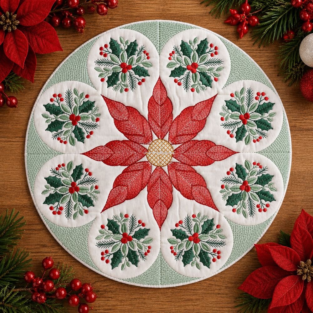EW548 - Christmas Poinsettia Star Table Topper