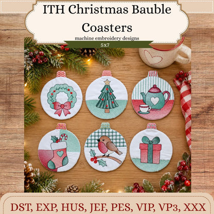 EW549 – ITH Christmas Bauble Coasters