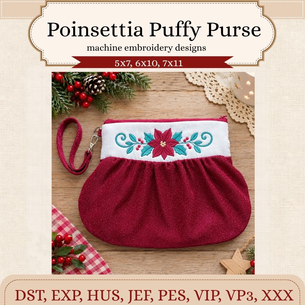 EW558 - Poinsettia Puffy Purse