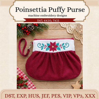 EW558 - Poinsettia Puffy Purse