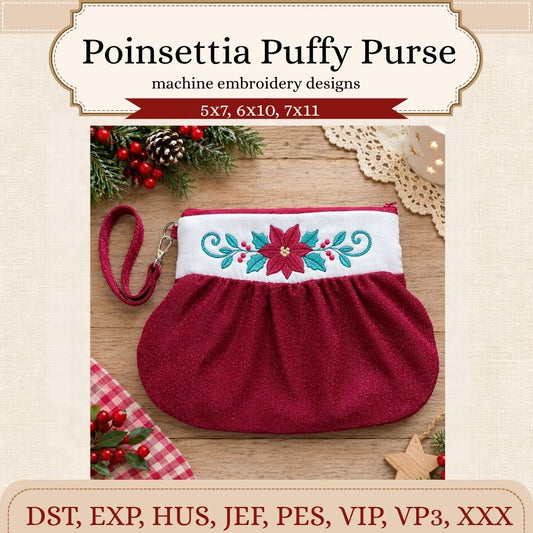 EW558 - Poinsettia Puffy Purse