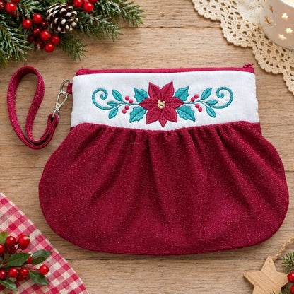 EW558 - Poinsettia Puffy Purse