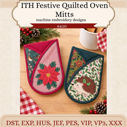 EW561 – ITH Festive Quilted Oven Mitts