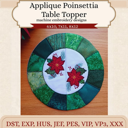 EW563 - ITH Applique Poinsettia Table Topper