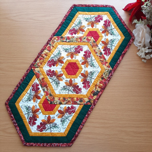EWC159  Autumn Leaf Triangle Frenzy Table Runner