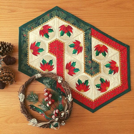 EWC198  Poinsettia Table Topper