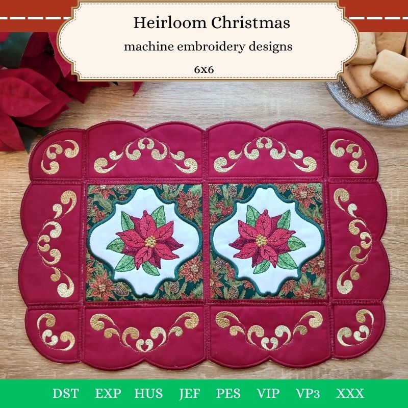EWC273 - ITH Poinsettia Table Topper