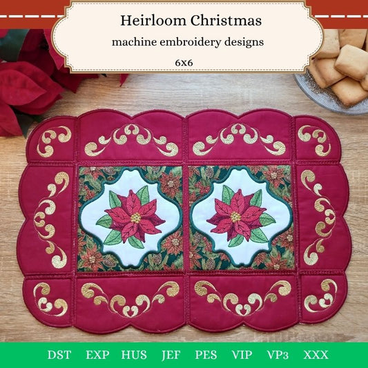 EWC273 - ITH Poinsettia Table Topper
