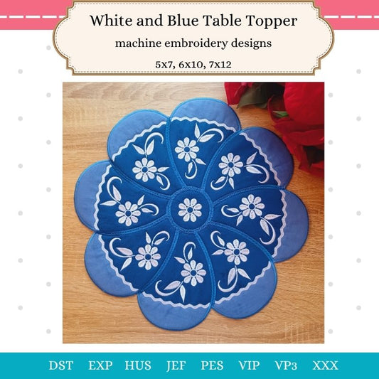 EWC274- White and Blue Table Topper