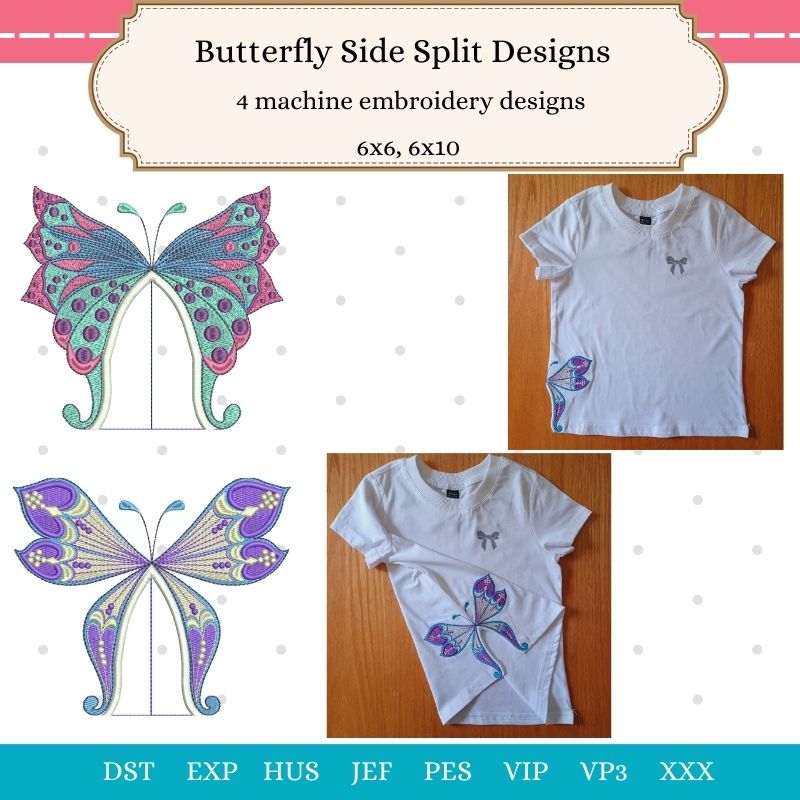 Butterfly Design Split Butterfly Side Split Designs – Machine Embroidery Design | EmbWeekly