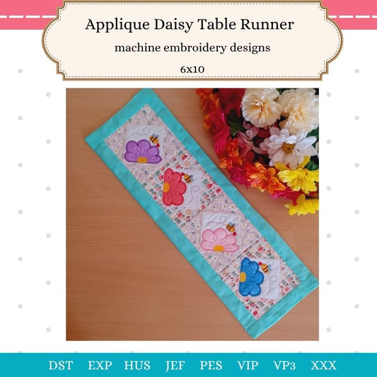 EWC286 - Applique Daisy Table Runner