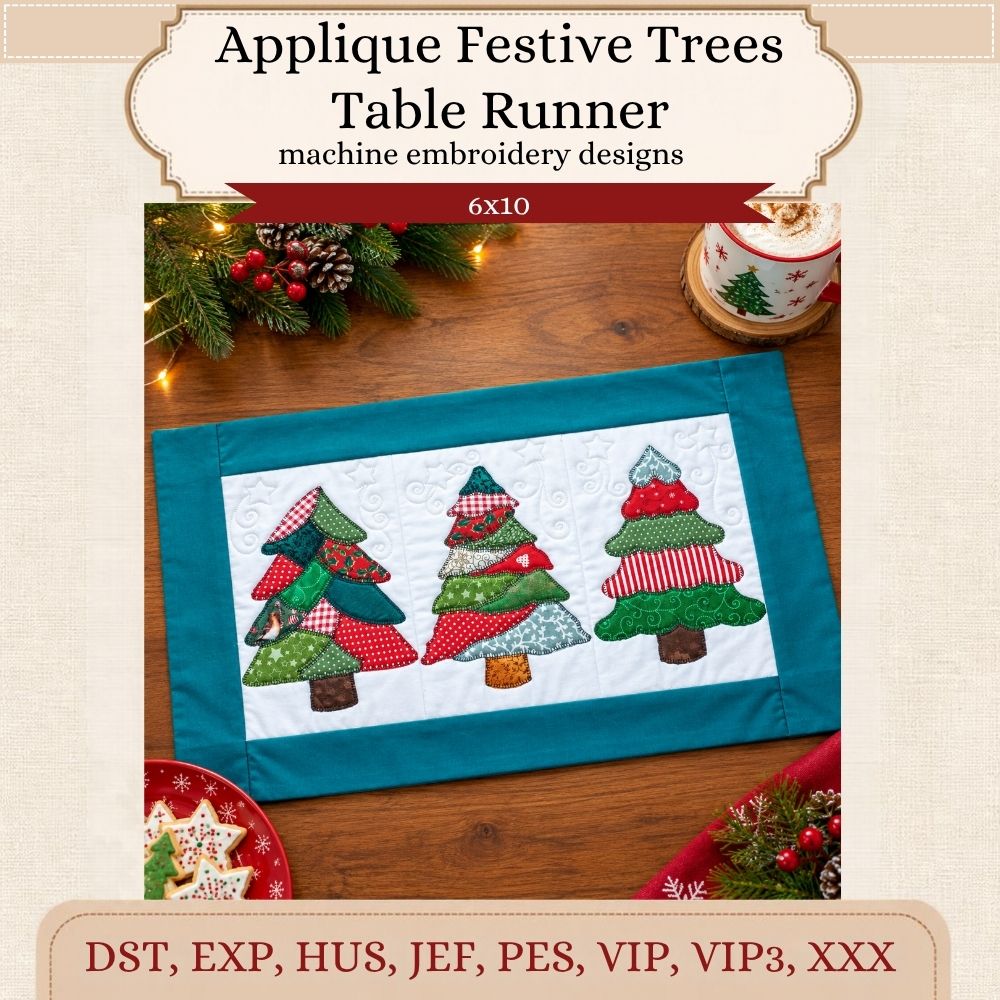 EWC293 - Applique Festive Trees Table Runner