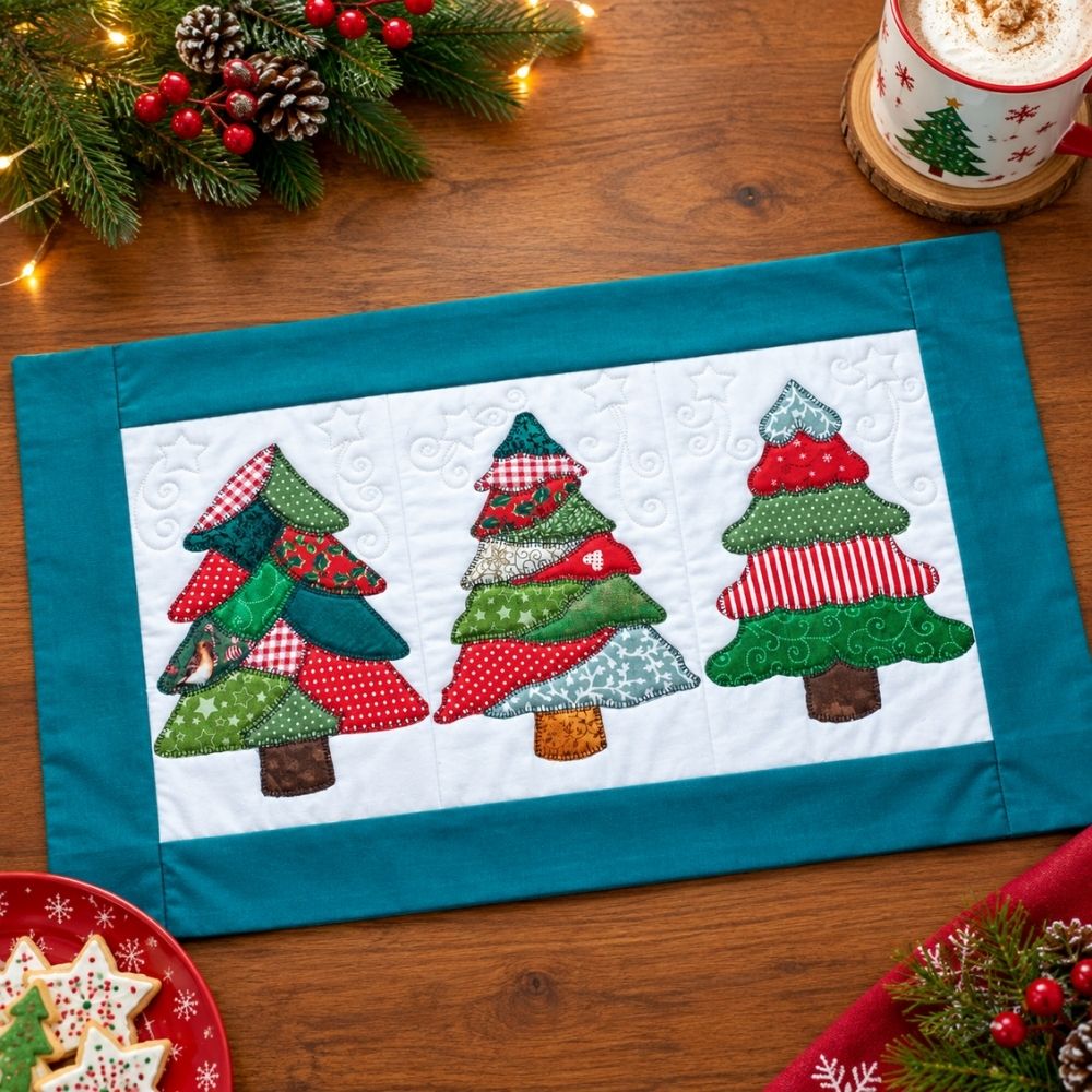 EWC293 - Applique Festive Trees Table Runner
