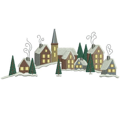 EWV145  ITH Christmas Village Mug Rug