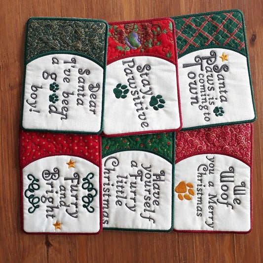 EWV292  ITH Woofmas Mug Rugs