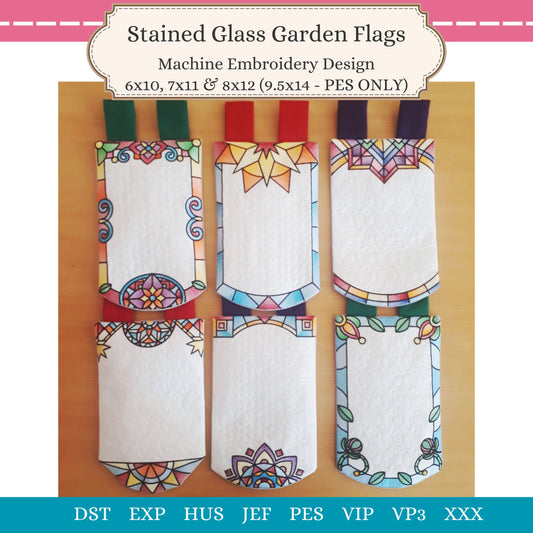 EWV324 Stained Glass Garden Flags