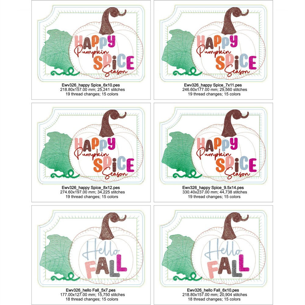 EWV326 - ITH Fall Mug Rugs & Placemats