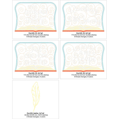 EWV329 - ITH Book Time Mug Rugs & Feather Bookmark