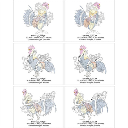 EWV342 - Vintage Roosters