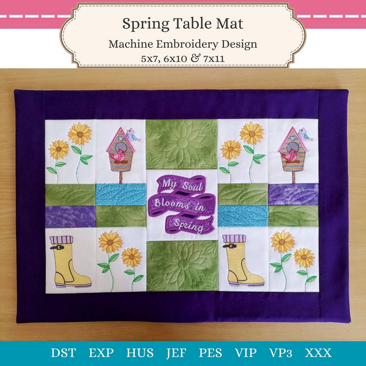 Spring Table Mat – Machine Embroidery Design | EmbWeekly
