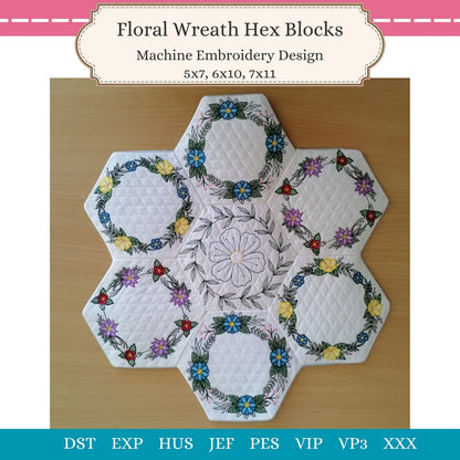 EWV363 - Floral Wreath Hex Blocks