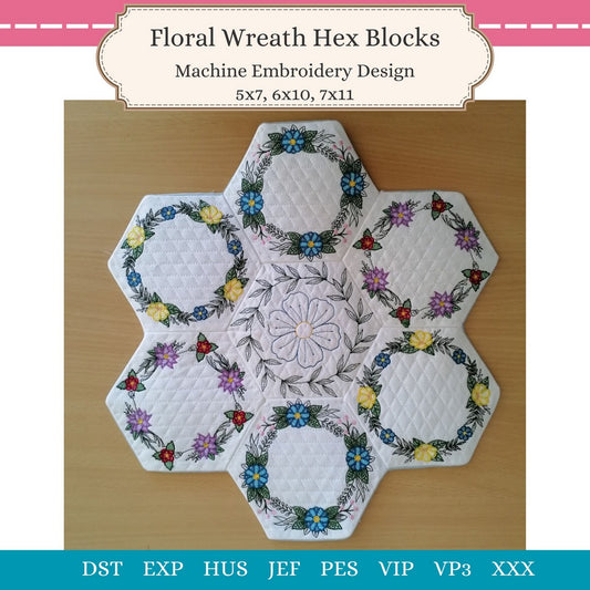 EWV363 - Floral Wreath Hex Blocks