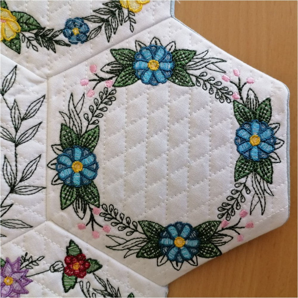 EWV363 - Floral Wreath Hex Blocks