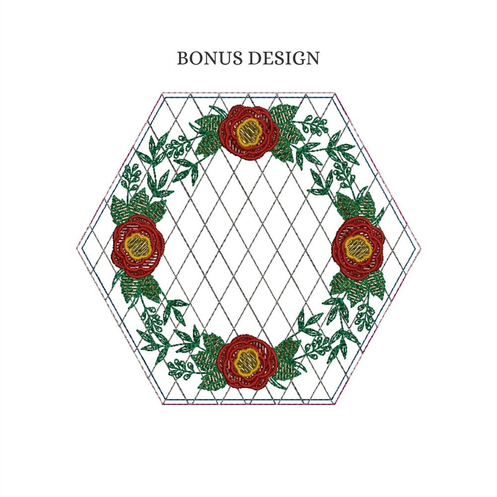 EWV363 - Floral Wreath Hex Blocks