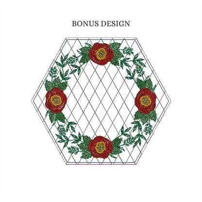 EWV363 - Floral Wreath Hex Blocks