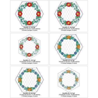 EWV363 - Floral Wreath Hex Blocks
