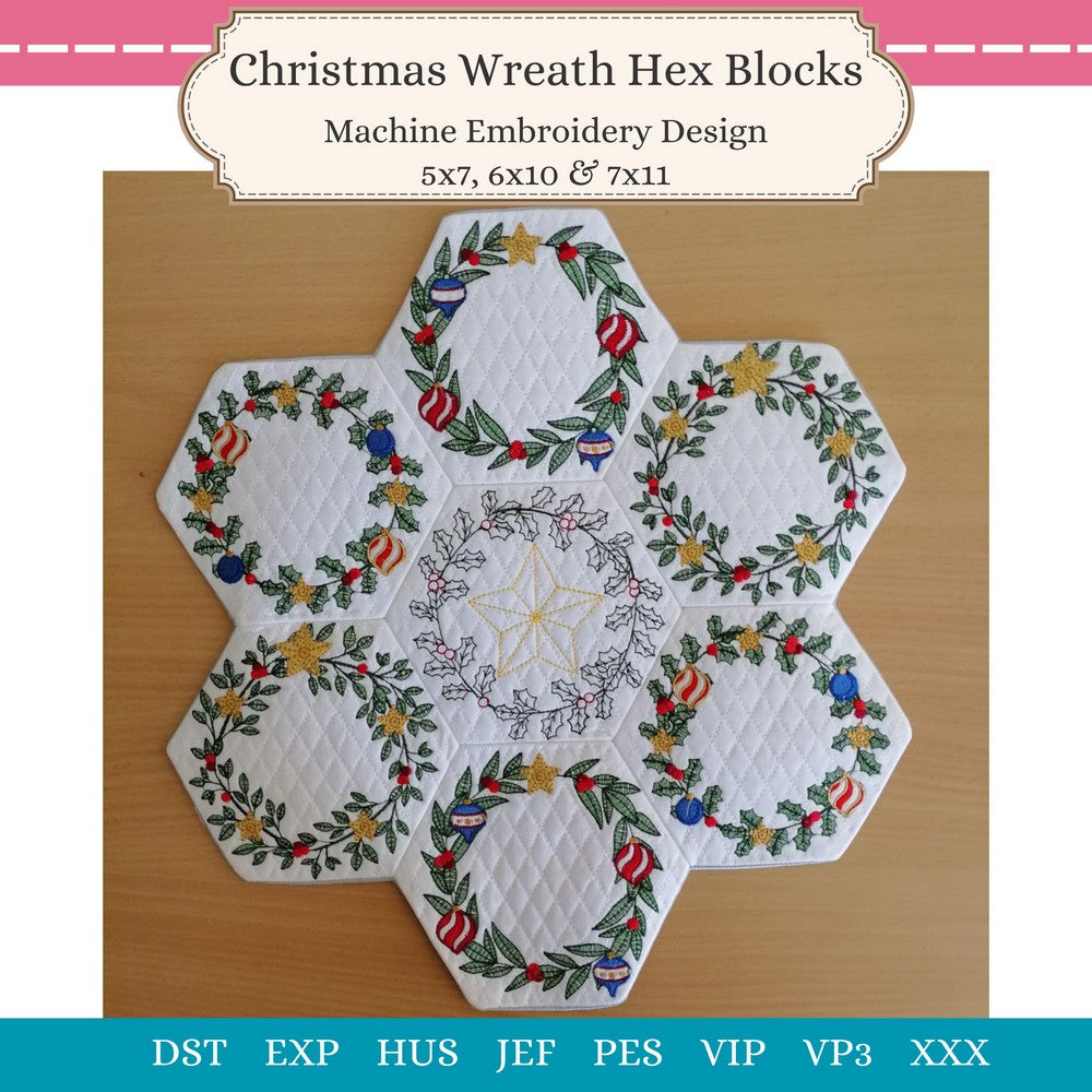 EWV364 - Christmas Wreath Hex Blocks